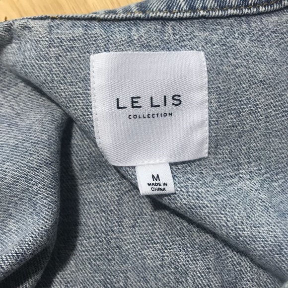 Le Lis Collection Women's Medium Long Line Blue Jean Denim Jacket Button Front P - Picture 6 of 13